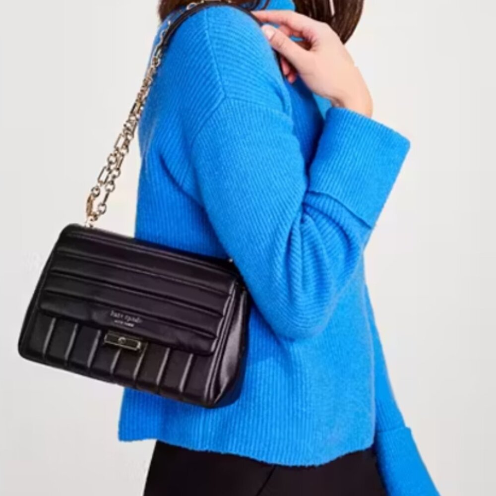 Kate Spade - Carlyle Quilted Medium Shoulder Bag, BLACK